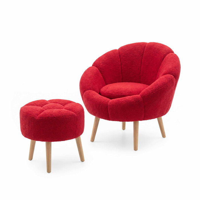 Atelier Del Sofa Lida - Conjunto de Sillón y Puff Fucsia